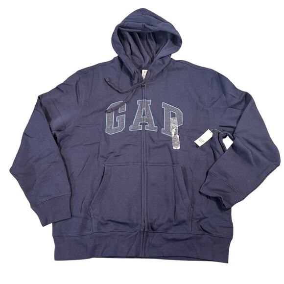 Gap Men's Heritage Logo Full Zip Hoodie Sweater Navy Size XL - Picture 2 of 6